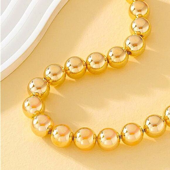 Gold Beaded Ball Necklace - Picture 2 of 4